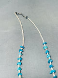 Longer Vintage Native American Navajo Kingman Turquoise Sterling Silver Necklace-Nativo Arts
