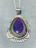 Beautiful Vintage Native American Navajo Sugulite Sterling Silver Necklace-Nativo Arts