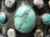 Gigantic Men's Vintage Native American Navajo Damale Turquoise Sterling Silver Bracelet Old-Nativo Arts