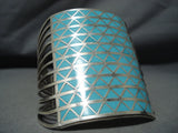 One Of The Tallest Zuni Turquoise Native American Sterling Silver Bracelet-Nativo Arts