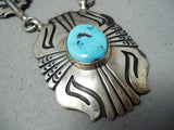 Authentic Vintage Native American Navajo Thomas Singer Turquoise Sterling Silver Necklace-Nativo Arts