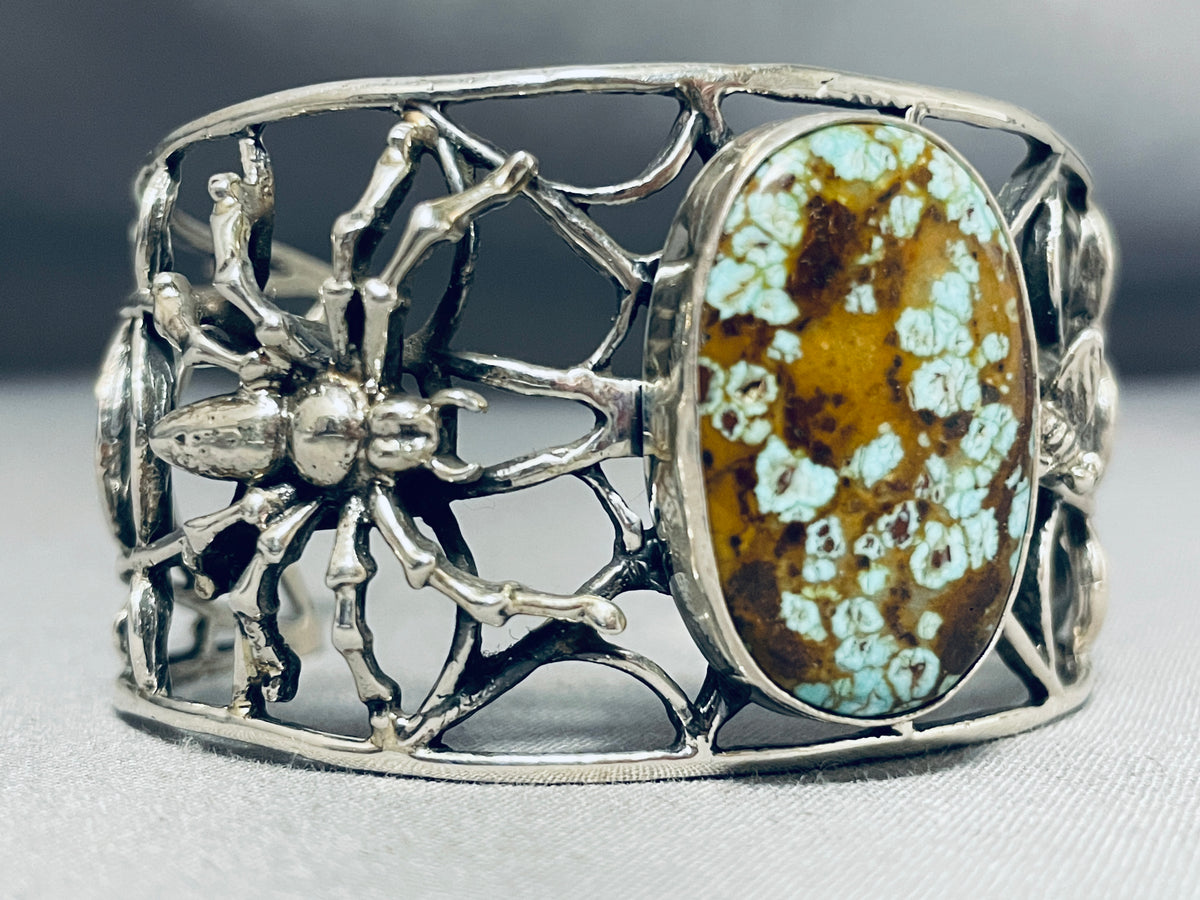 Spider Symbolic Turquoise Vintage Native American Navajo Sterling Silv ...