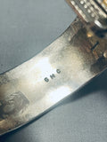 6-1/2' Wrist Vintage Native American Zuni Pueblo Turquoise Inlay Sterling Silver Bracelet-Nativo Arts