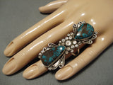 Magnificent Vintage Native American Navajo Red Mountain Turquoise Stering Silver Ring-Nativo Arts