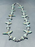 One Of The Best Vintage Navajo Turquoise Bird Fetish Sterling Silver Necklace-Nativo Arts