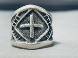 Heavy 4 Directions Vintage Native American Navajo Sterling Silver Yazzie Ring-Nativo Arts