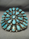 Superior Red Tso Teardrop Turquoise Vintage Native American Navajo Sun Sterling Silver Ring-Nativo Arts
