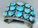 One Of The Best Vintage Native American Navajo Blue Gem Turquoise Sterling Silver Bracelet-Nativo Arts