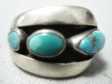 Incredible Vintage Navajo Turquoise Sterling Silver Ring Native American Old-Nativo Arts