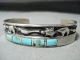 Silver Animal Fetish Vintage Native American Navajo Turquoise Sterling Silver Bracelet-Nativo Arts