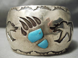 Important Vintage Native American Navajo Long Family Turquoise Sterling Silver Bracelet Old-Nativo Arts