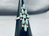 Eye-catching Vintage Native American Zuni Blue Gem Turquoise Sterling Silver Ring-Nativo Arts