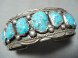 Incredible Vintage Native American Navajo Morenci Turquoise Sterling Silver Bracelet Old-Nativo Arts