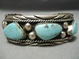 Museum Vintage Native American Navajo Easter Blue Turquoise Sterling Silver Bracelet Old-Nativo Arts