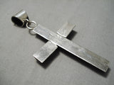 Native American Quality Vintage Navajo Hand Tooled Sterling Silver Cross Pendant-Nativo Arts