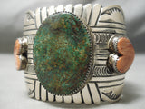 One Of The Best Vintage Native American Navajo Green Turquoise Heart Sterling Silver Bracelet-Nativo Arts