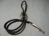 Detailed Vintage Native American Navajo Heavier Turquoise Sterling Silver Eagle Bolo Tie-Nativo Arts