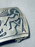 Impressive Vintage Signed Native American Hopi Sterling Silver Kokopelli Buckle-Nativo Arts