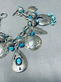 Absolutely Incredible Vintage Native American Navajo Turquoise Sterling Silver Charm Bracelet-Nativo Arts