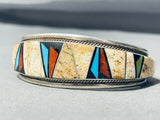 Douglas Signed Vintage Native American Navajo Turquoise Inlay Sterling Silver Inlay Bracelet-Nativo Arts