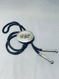Important Vintage Native American Hopi Sterling Silver Bear Bolo Tie-Nativo Arts