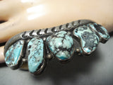 Rare Vintage Native American Navajo Pilot Mountain Turquoise Sterling Silver Bracelet Old-Nativo Arts