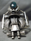 One Of Biggest Best Vintage Native American Navajo Turquoise Kachina Sterling Silver Bracelet-Nativo Arts