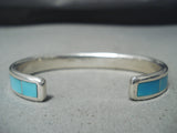 Unbelievable Zuni Kingman Turquoise Sterling Silver Bracelet Native American-Nativo Arts