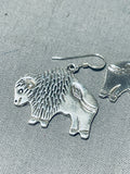Sensational Native American Navajo Sterling Silver Buffalo Earrings-Nativo Arts