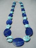 Marvelous Navajo Turquoise Lapis Sterling Silver Necklace Native American-Nativo Arts