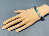 Fred Peters Vintage Native American Navajo Turquoise Inlay Sterling Silver Bracelet-Nativo Arts
