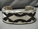 The Heaviest Vintage Native American Navajo Hand Tooled Sterling Silver Bracelet- 223 Grams!!!-Nativo Arts