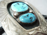 Superior Vintage Native American Navajo Sleeping Beauty Turquoise Sterling Silver Bolo Tie Old-Nativo Arts