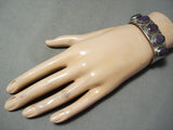 Rare Domed Sugulite Vintage Native American Navajo Sterling Silver Bracelet-Nativo Arts