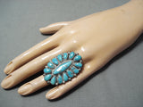 Justin Wilson Vintage Native American Navajo Blue Gem Turquoise Sterling Silver Ring Old-Nativo Arts