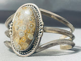 Grey Spotted Jasper Rare Vintage Native American Navajo Sterling Silver Bracelet-Nativo Arts