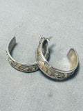 More Involved Detail Vintage Native American Navajo Sterling Silver Gold Earrings-Nativo Arts