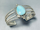 Dynamic Native American Navajo Blue Gem Turquoise Sterling Silver Bracelet-Nativo Arts