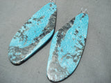 Native American Magnificent Santo Domingo Old Kingman Turquoise Sterling Silver Earrings-Nativo Arts