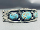 Rare Vintage Native American Navajo Red Mountain Turquoise Sterling Silver Bracelet-Nativo Arts
