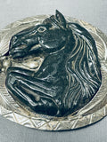 Important Carved Horse Vintage Francisco Gomez Sterling Silver Buckle-Nativo Arts