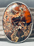 Important Vintage Native American Navajo Mosaic Japser Sterling Silver Bracelet Old-Nativo Arts