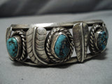 Rare Old Morenci Turquoise Vintage Native American Navajo Sterling Silver Bracelet Old-Nativo Arts