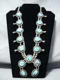 Women's Vintage Native American Navajo Morenci Turquoise Sterling Silver Squash Blossom Necklace-Nativo Arts