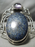 Colossal Vintage Native American Navajo Bug Lapis Amethyst Sterling Silver Bracelet-Nativo Arts