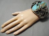 Huge Navajo Lizards Turquoise Sterling Silver Native American Bracelet-Nativo Arts