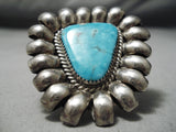 Huge Vintage Native American Navajo Carico Lake Turquoise Sterling Silver Ring Old-Nativo Arts