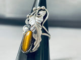 Stunning Native American Navajo Tiger Eye Sterling Silver Huge Ring-Nativo Arts