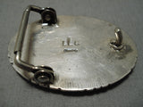 Native American One Of Most Intricate Vintage Zuni Turquoise Sterling Silver Buckle-Nativo Arts