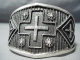 Impressive Navajo Sterling Silver Cross Bracelet Native American-Nativo Arts
